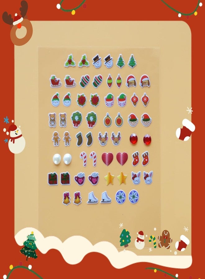 koutey Christmas Stick On Earrings for Little Girls 4-6 - Girls and Toddlers Cute Colorful Christmas Sticker Earrings Self-Adhesive Craft Gem Jewelry Stickers, Christmas New Year Gift - Image 4